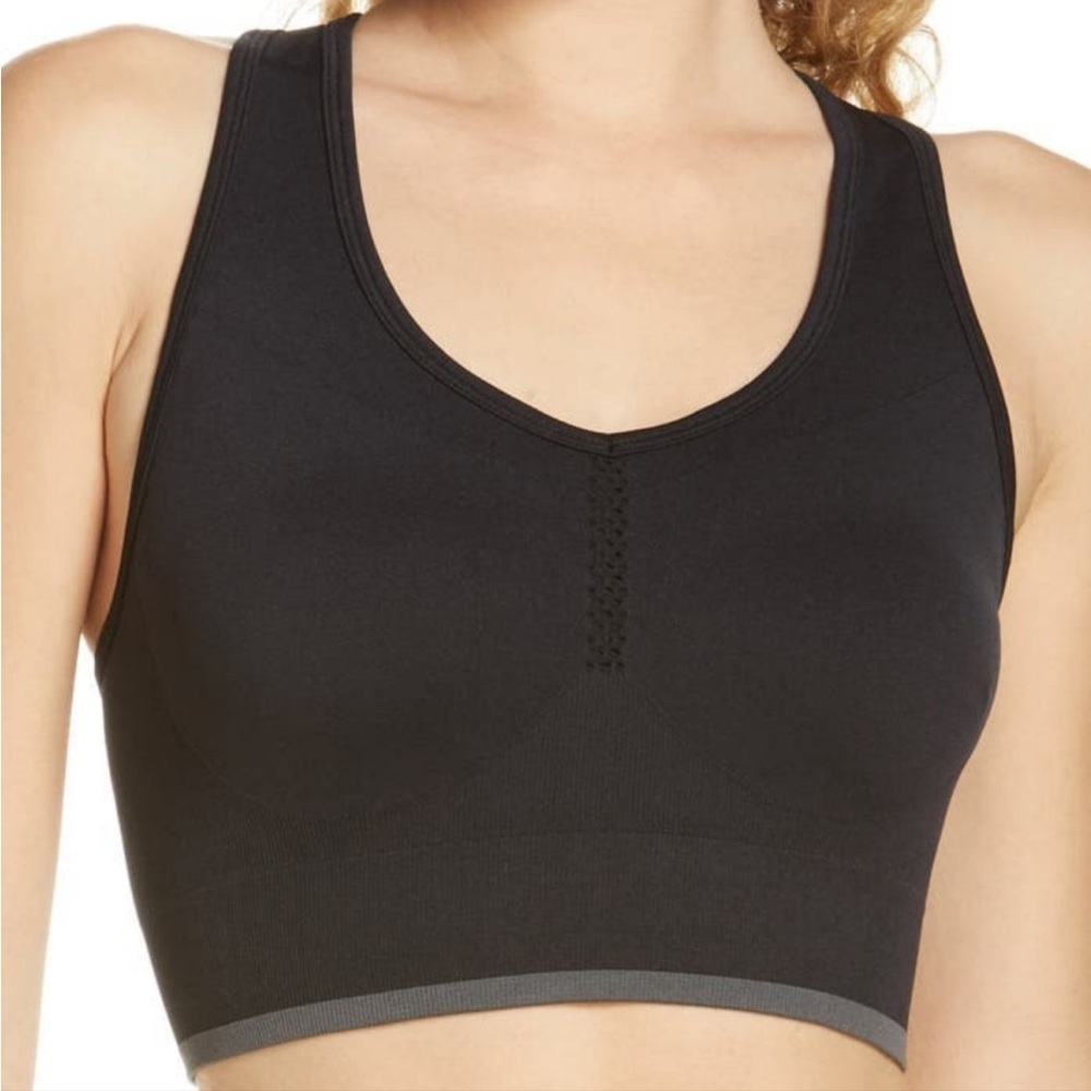 Zella Pulse Seamless Sports Bra Black Racerback NWOT - Picture 2 of 16